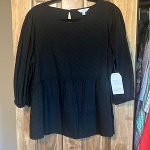 Textured black blouse